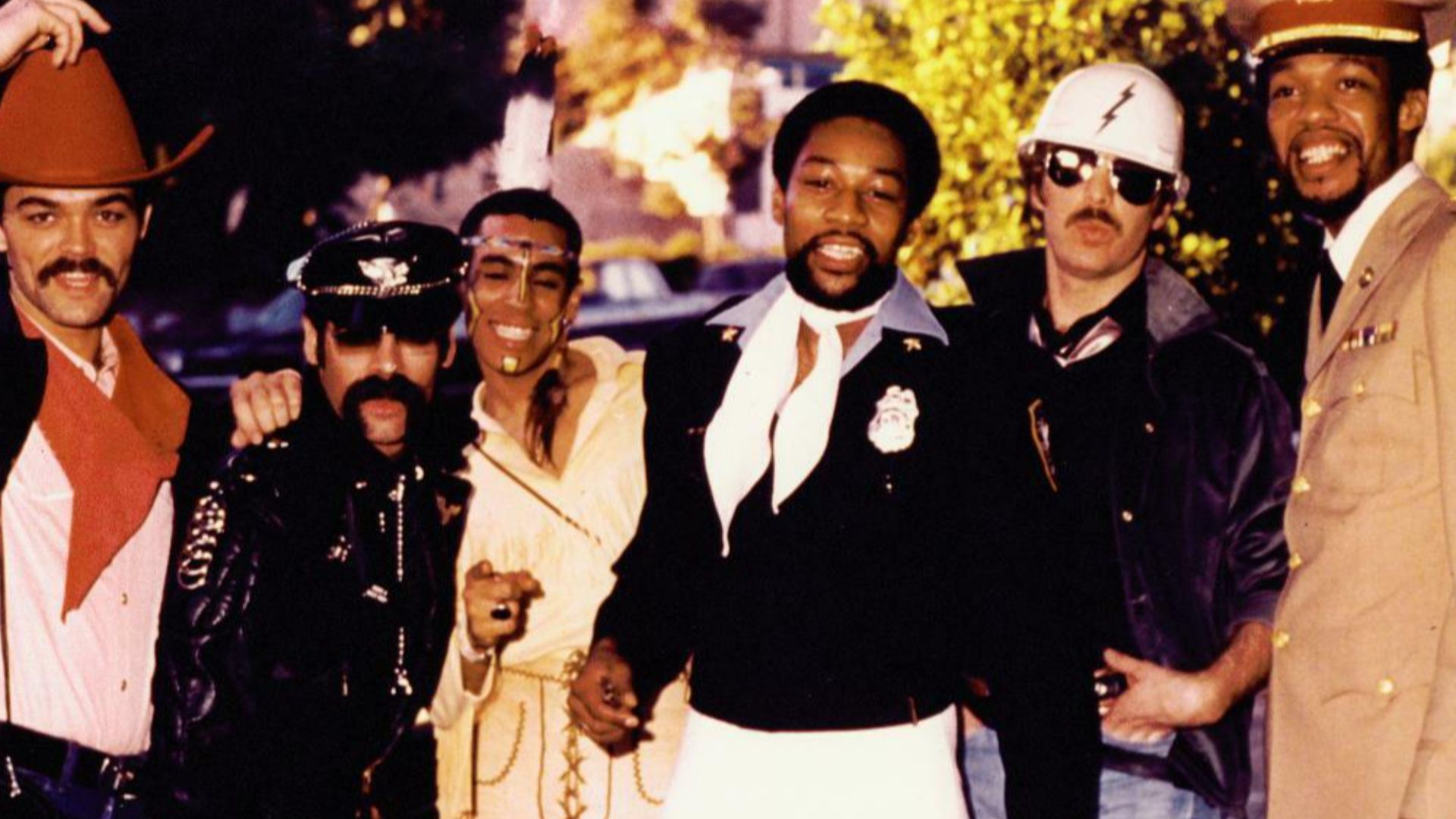 Original members of the disco group Village People 1978.