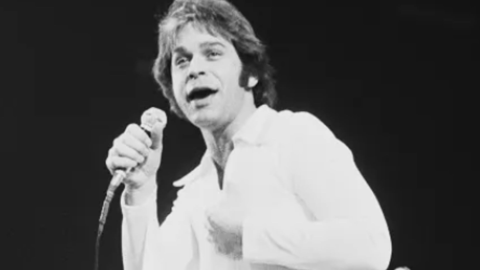 American singer-songwriter Lou Christie performing in the U.K. in April 1970