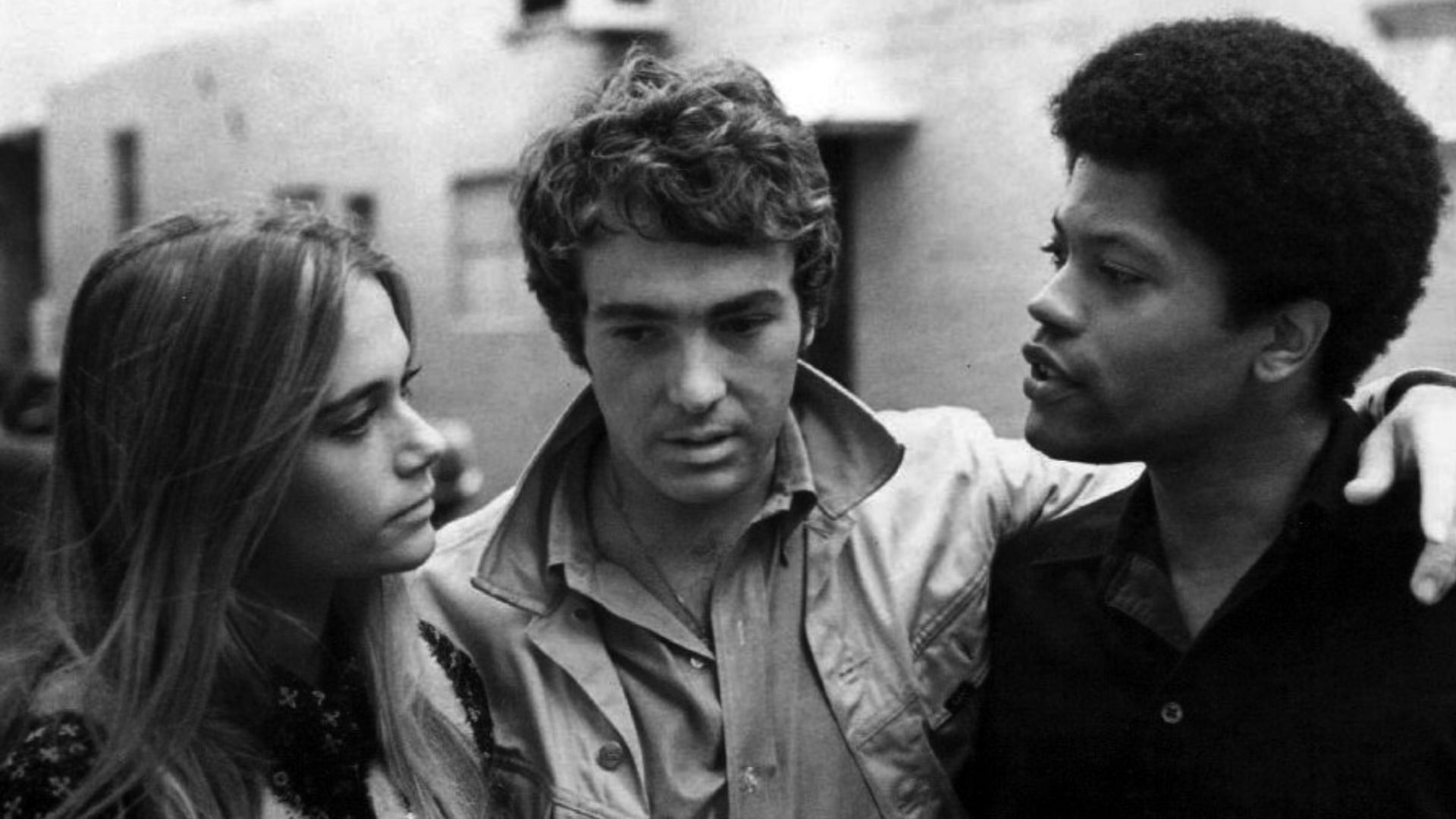 Main cast photo from the television program The Mod Squad when the series premiered in 1968.  Pictured are Peggy Lipton (Julie Barnes), Michael Cole (Pete Cochran) and Clarence Williams III (Lincoln Hayes).