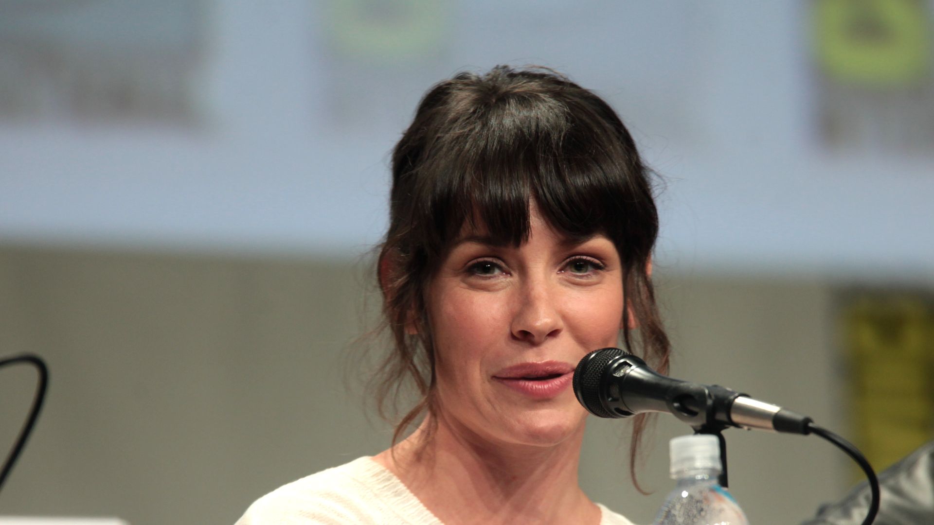Evangeline Lilly and Corey Stoll speaking at the 2014 San Diego Comic Con International, for