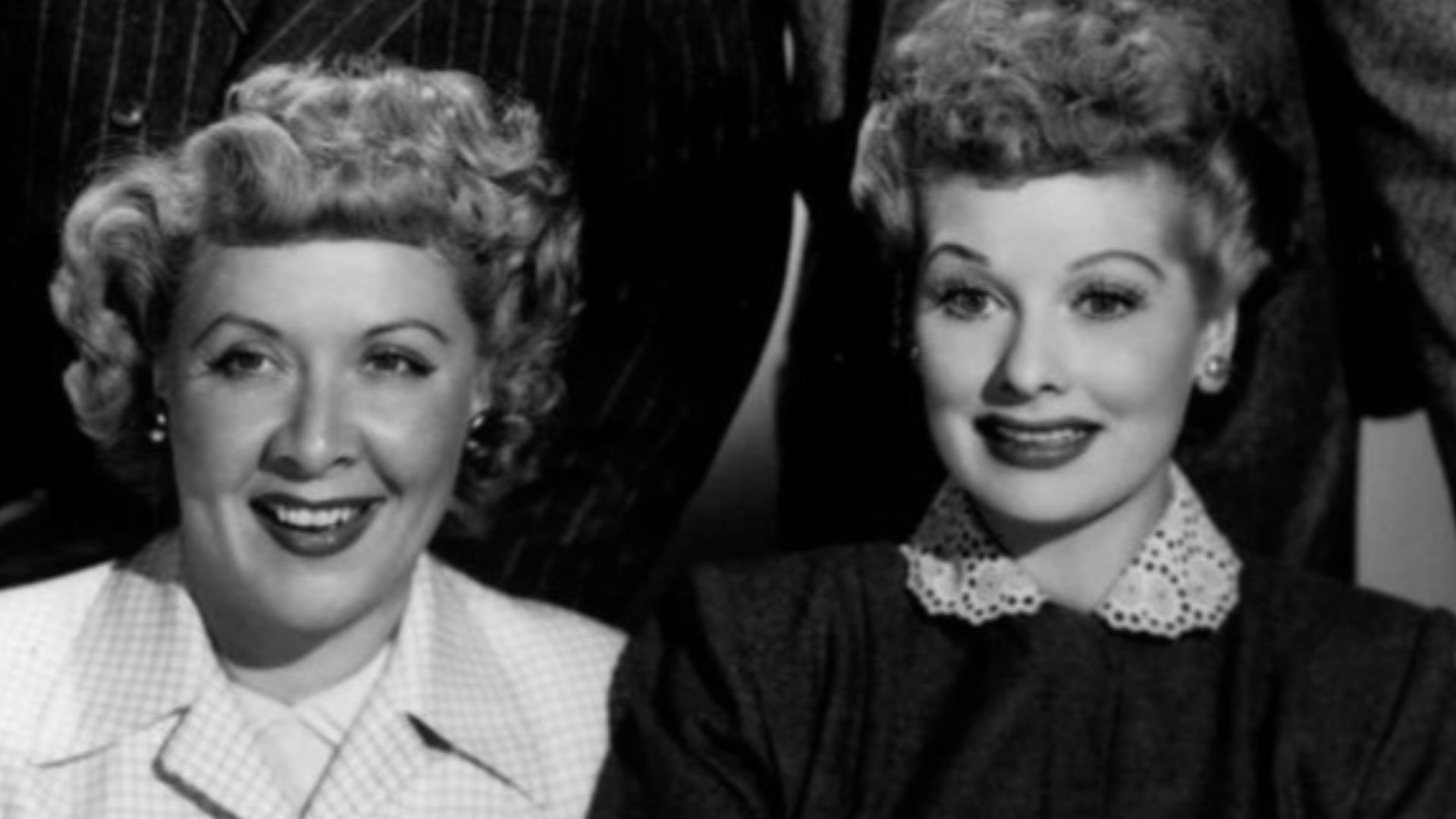 Publicity photo of the I Love Lucy cast: William Frawley (Fred Mertz), Desi Arnaz (Ricky Ricardo), Vivian Vance (Ethel Mertz), Lucille Ball (Lucy Ricardo).
