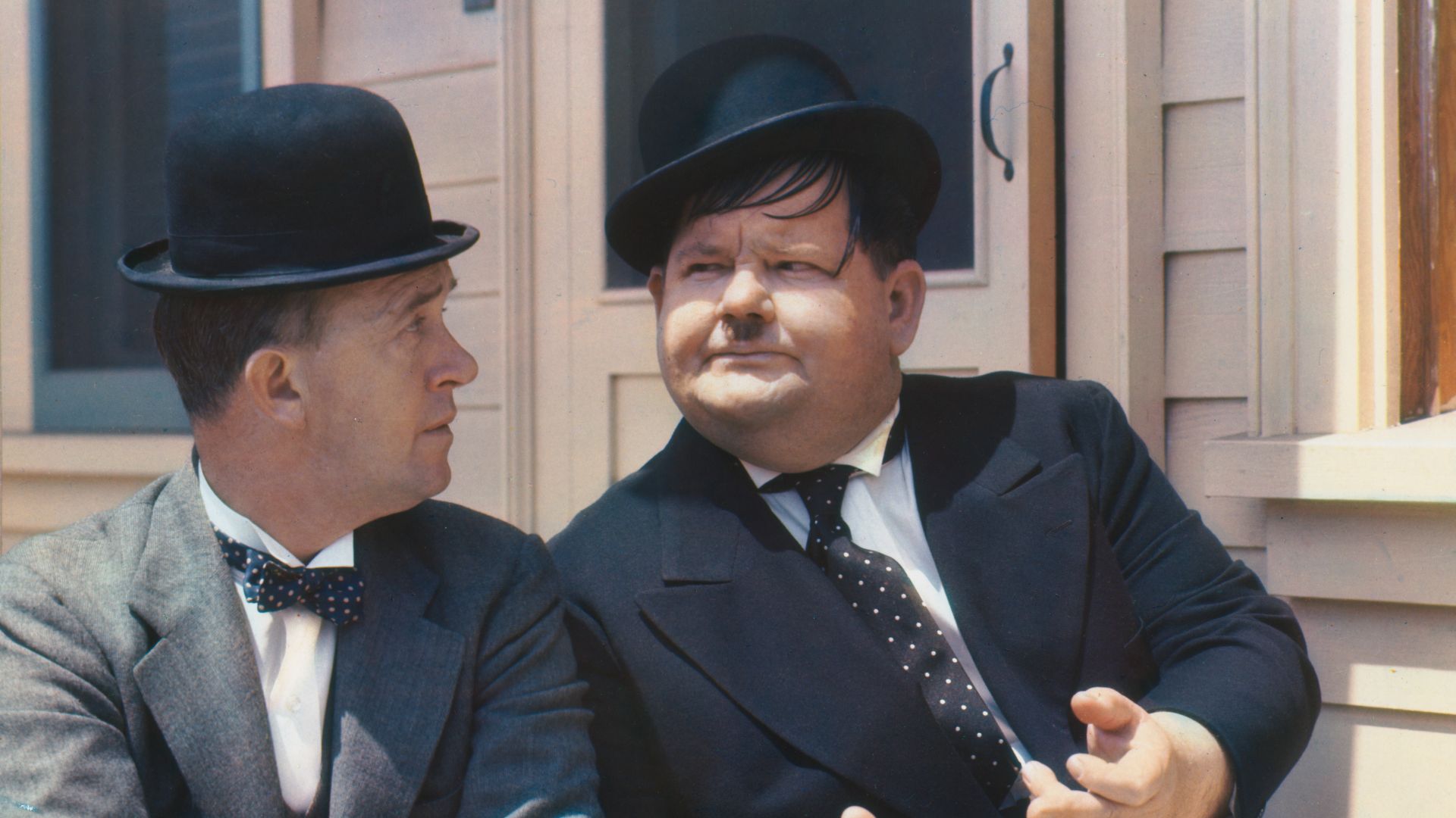 Stan Laurel (left) and Oliver Hardy (right).