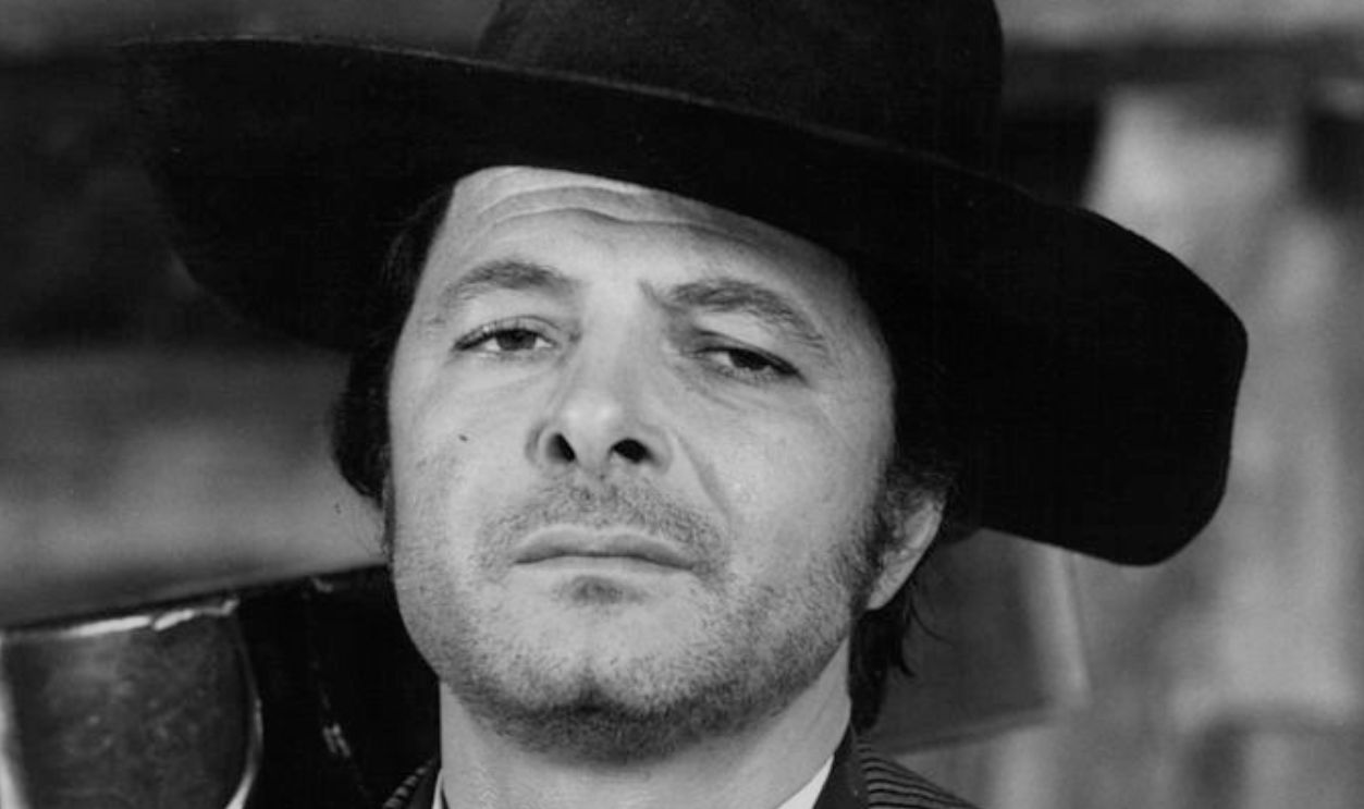 Tony Anthony wears black hat in a scene from the film 'Comin' at Ya', 1981. 