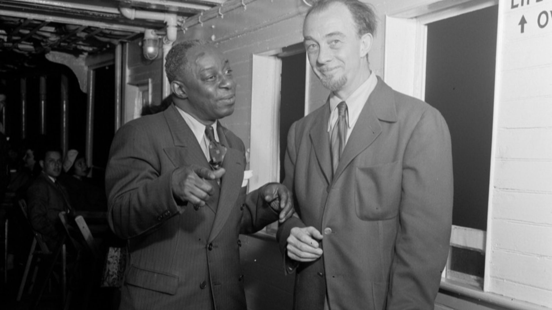 Rudi Blesh and Baby Dodds, Riverboat on the Hudson, N.Y.