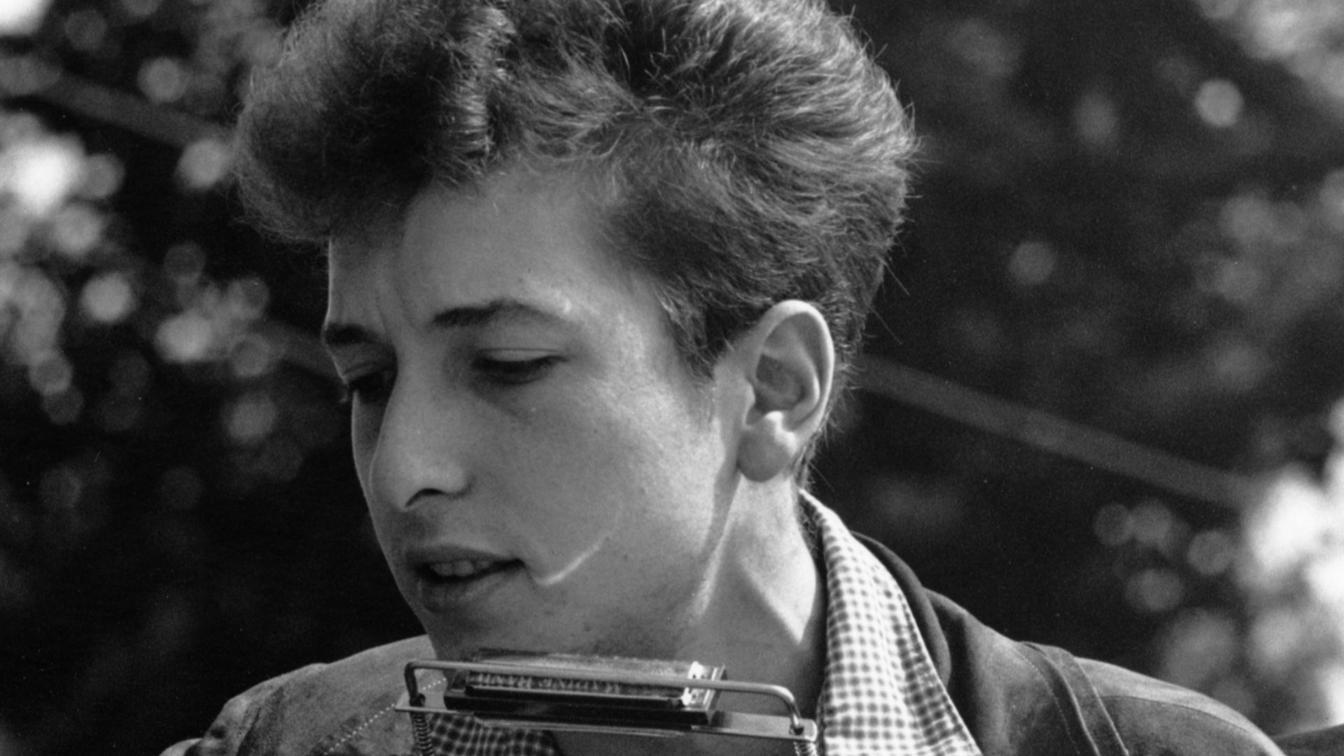 Civil Rights March on Washington, D.C.; close-up view of vocalist Bob Dylan, August 28, 1963