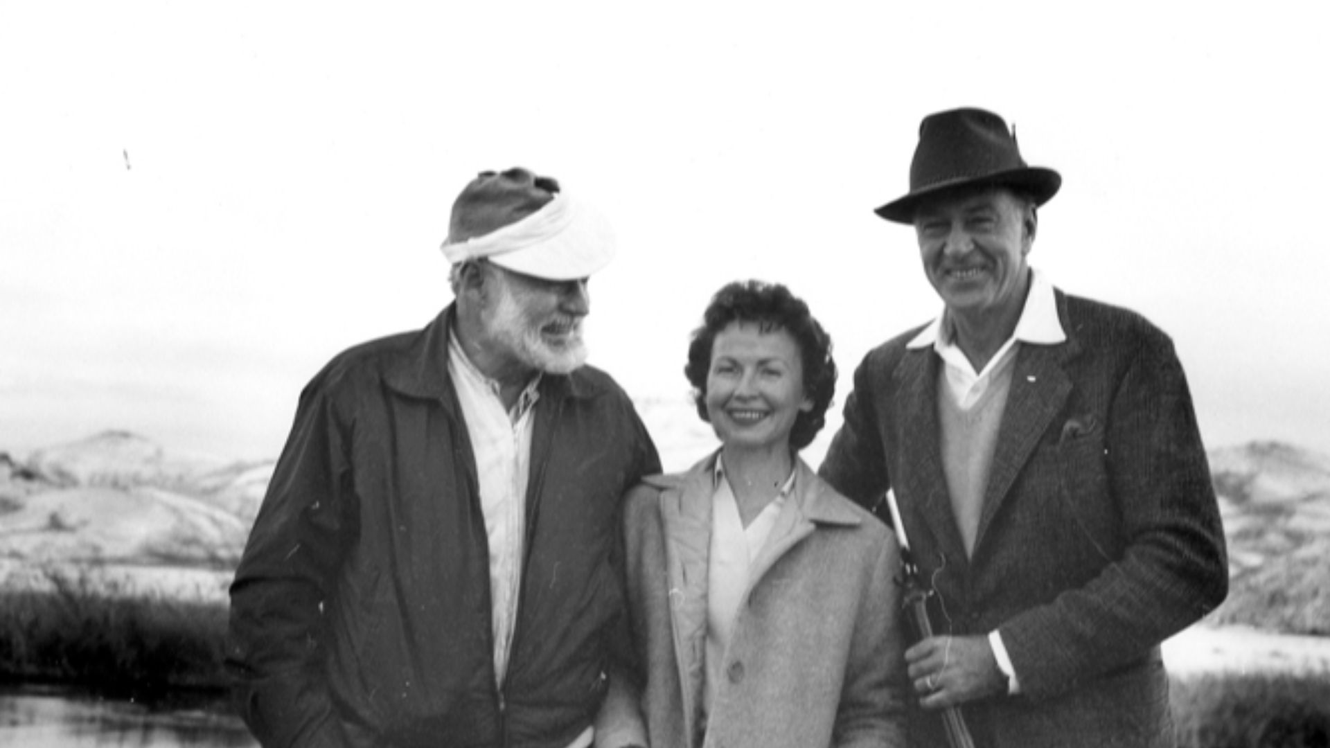 EH 2279S Ernest Hemingway, Clara Spiegel, and Gary Cooper, Silver Creek, Idaho, January 1959. Photograph in the Ernest Hemingway Photograph Collection, John F. Kennedy Presidential Library and Museum, Boston. Sources differ on whether the woman in center