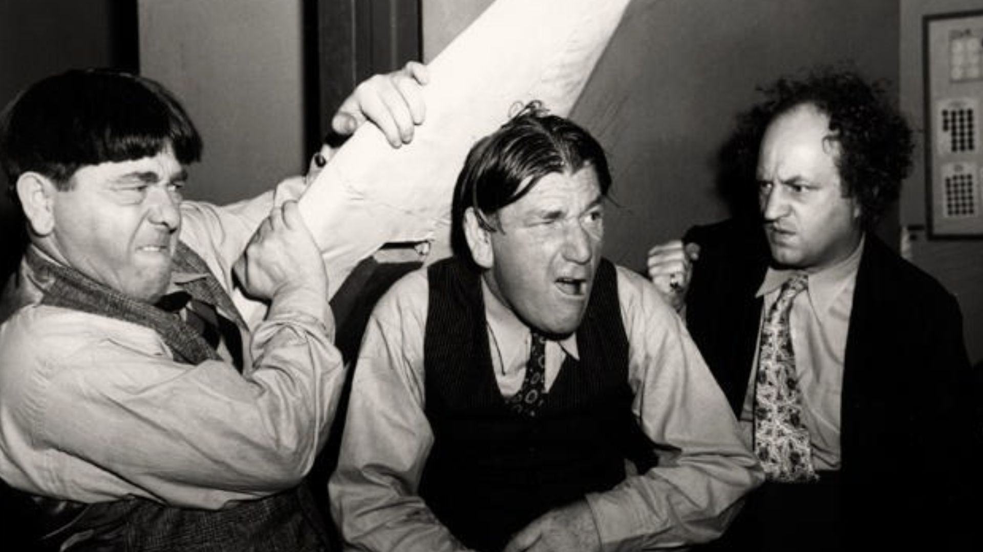 L. to R. : Moe Howard, Shemp Howard & Larry Fine (The Three Stooges) in Sing a Song of Six Pants - publicity still