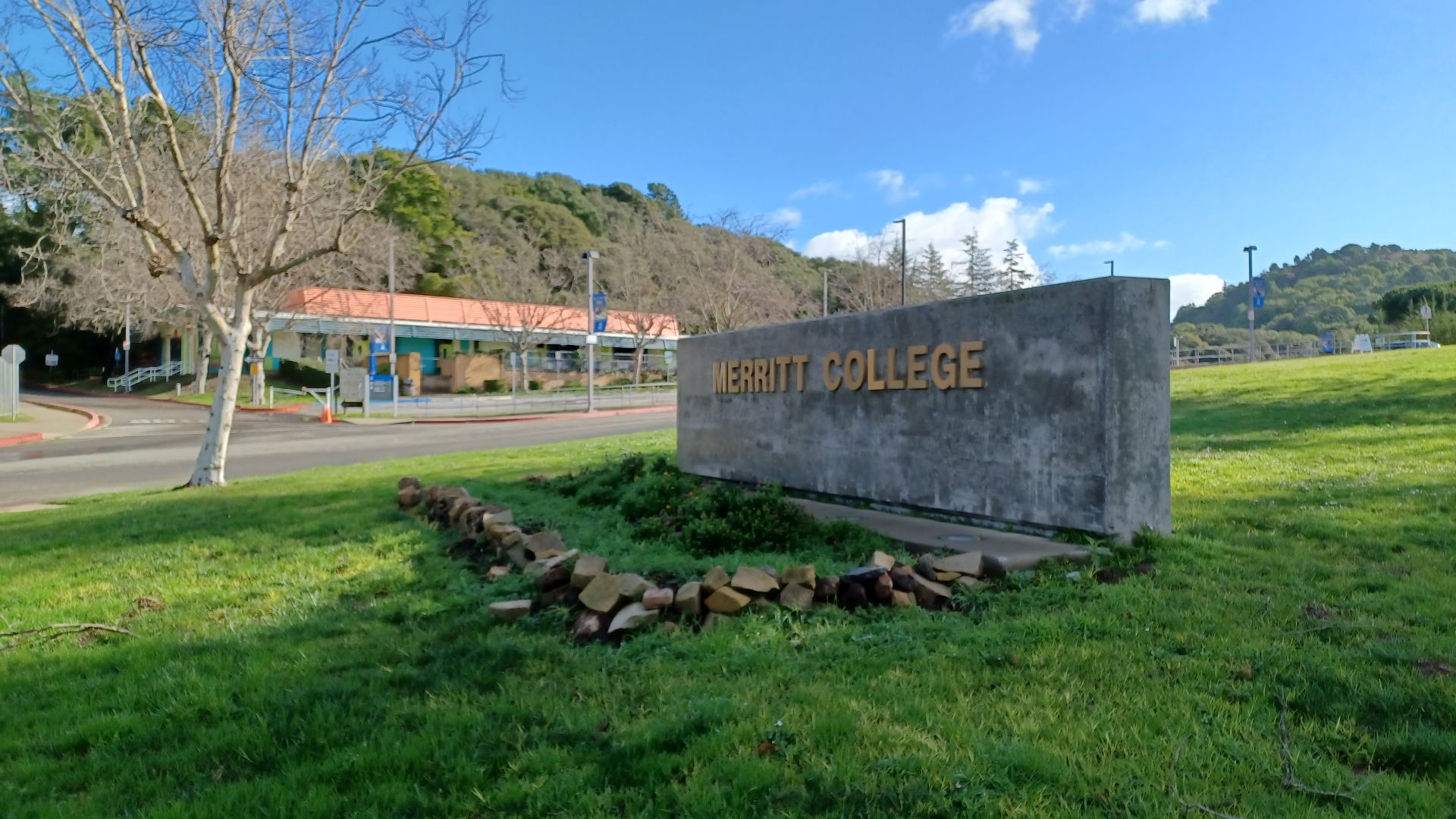 Sign at the entrance to Merritt College, Oakland, California, United States.