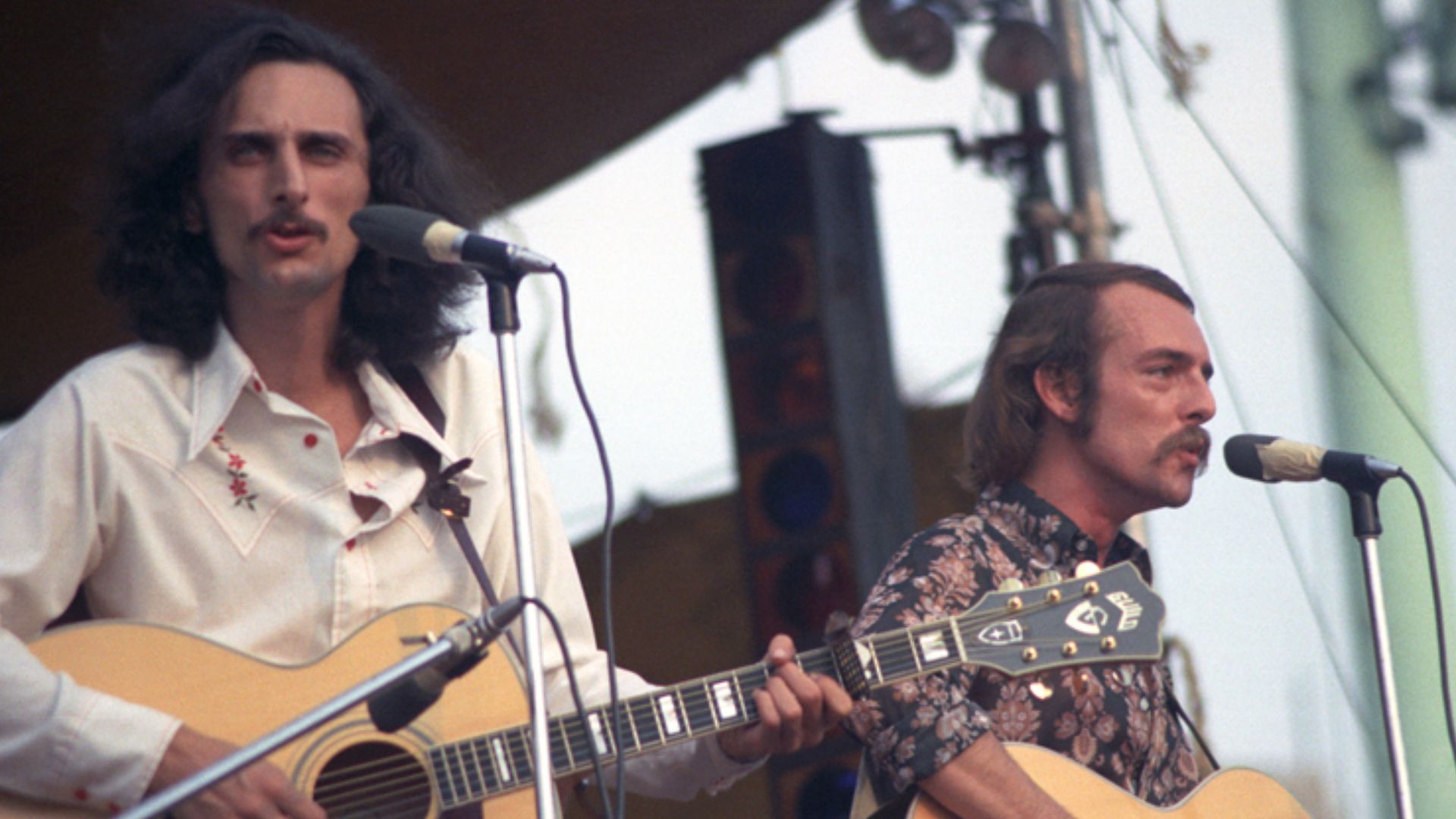 Cambridge, Massachusetts, 1971. Cambridge Common, folk rock band Brewer and Shipley in concert.