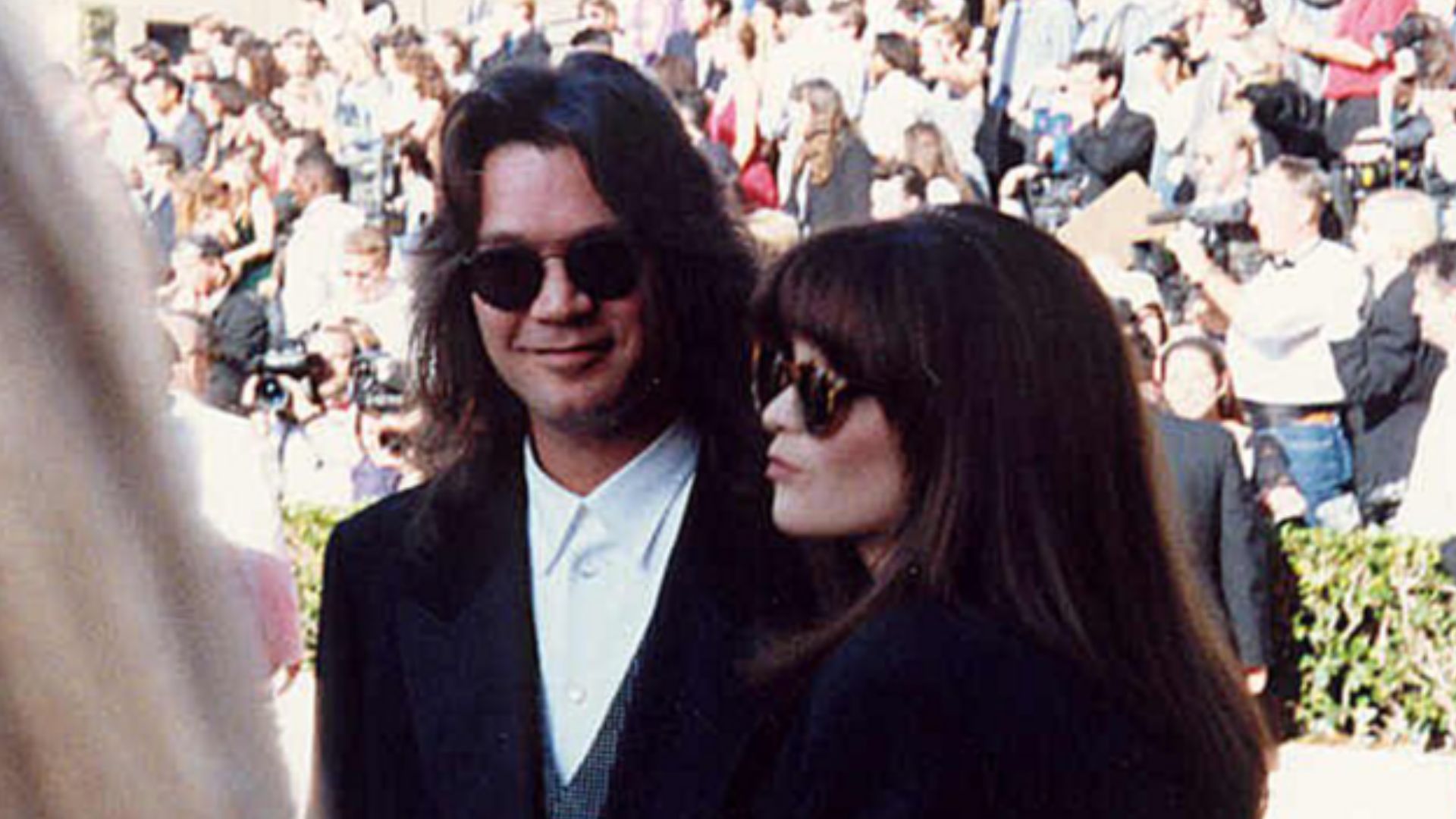 Eddie Van Halen and Valerie Bertinelli on the red carpet at the Emmy Awards 1993 - Permission granted to copy, publish, broadcast or post but please credit