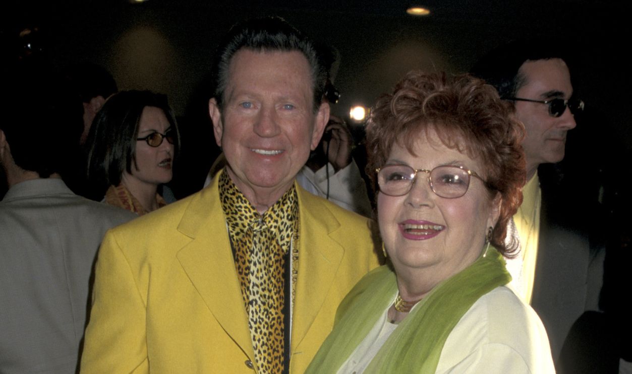 Donald O'Connor and wife during "Out To Sea" Premiere at Mann's Bruin Theater in Westwood, California, United States.