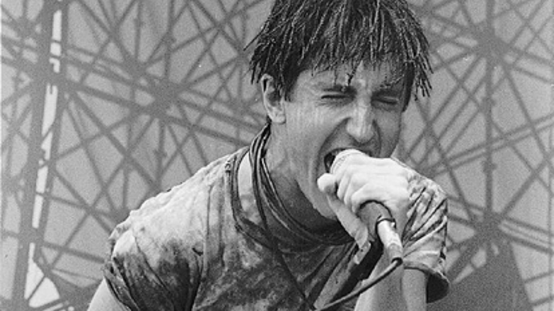 Trent Reznor of Nine Inch Nails during a live performance in the Lollapalooza tour