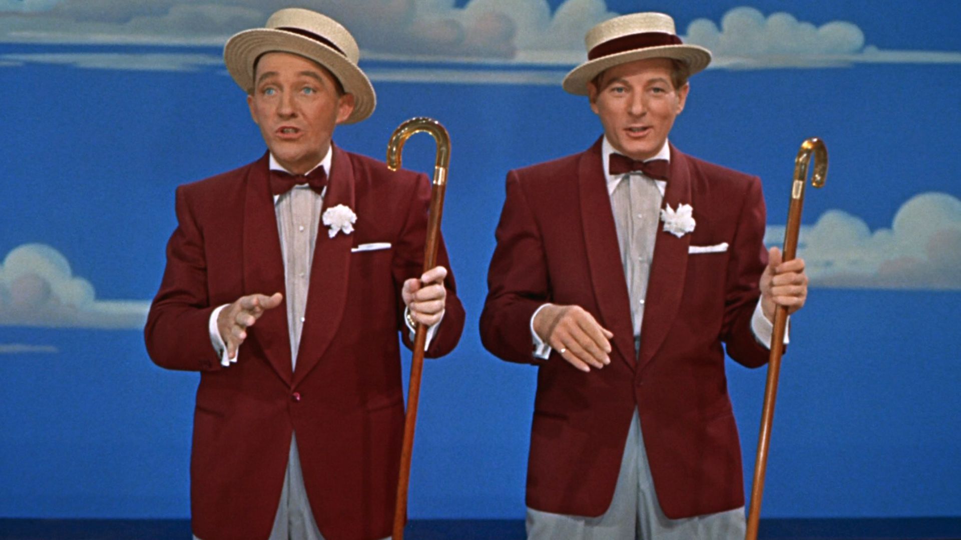 Cropped screenshot of  Bing Crosby and Danny Kaye from the trailer for the film White Christmas