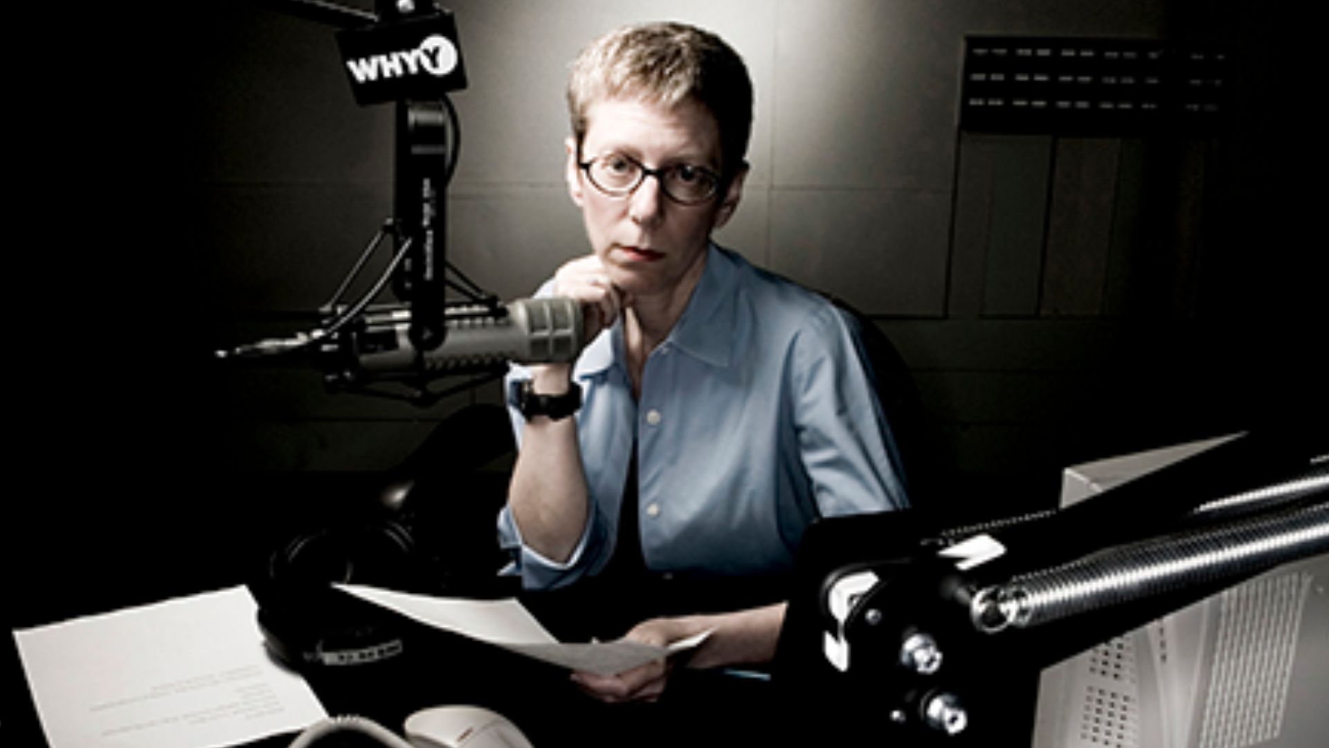 Terry Gross, host of the NPR radio program Fresh Air, in the WHYY studios in Philadelphia in 2004.
Link to Photo: Common History
Photo Credit: Bill Cramer/Wonderful Machine
Date of Photo: 20 July 2004
Location of Photo: 150 N. 6th St, Philadelphia, PA 191