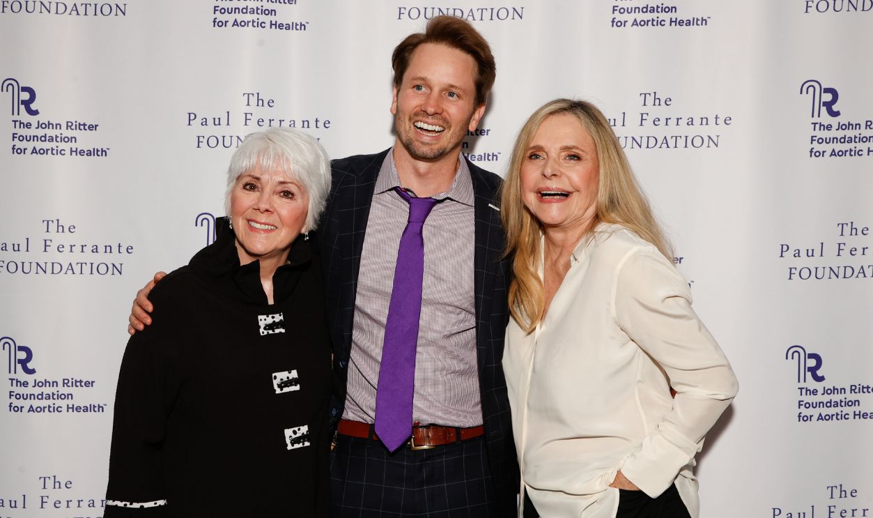 Joyce DeWitt, Tyler Ritter and Priscilla Barnes at An Evening from the Heart annual gala to benefit The John Ritter Foundation for Aortic Health held at Sunset Room on May 9, 2024 in Los Angeles, California. (