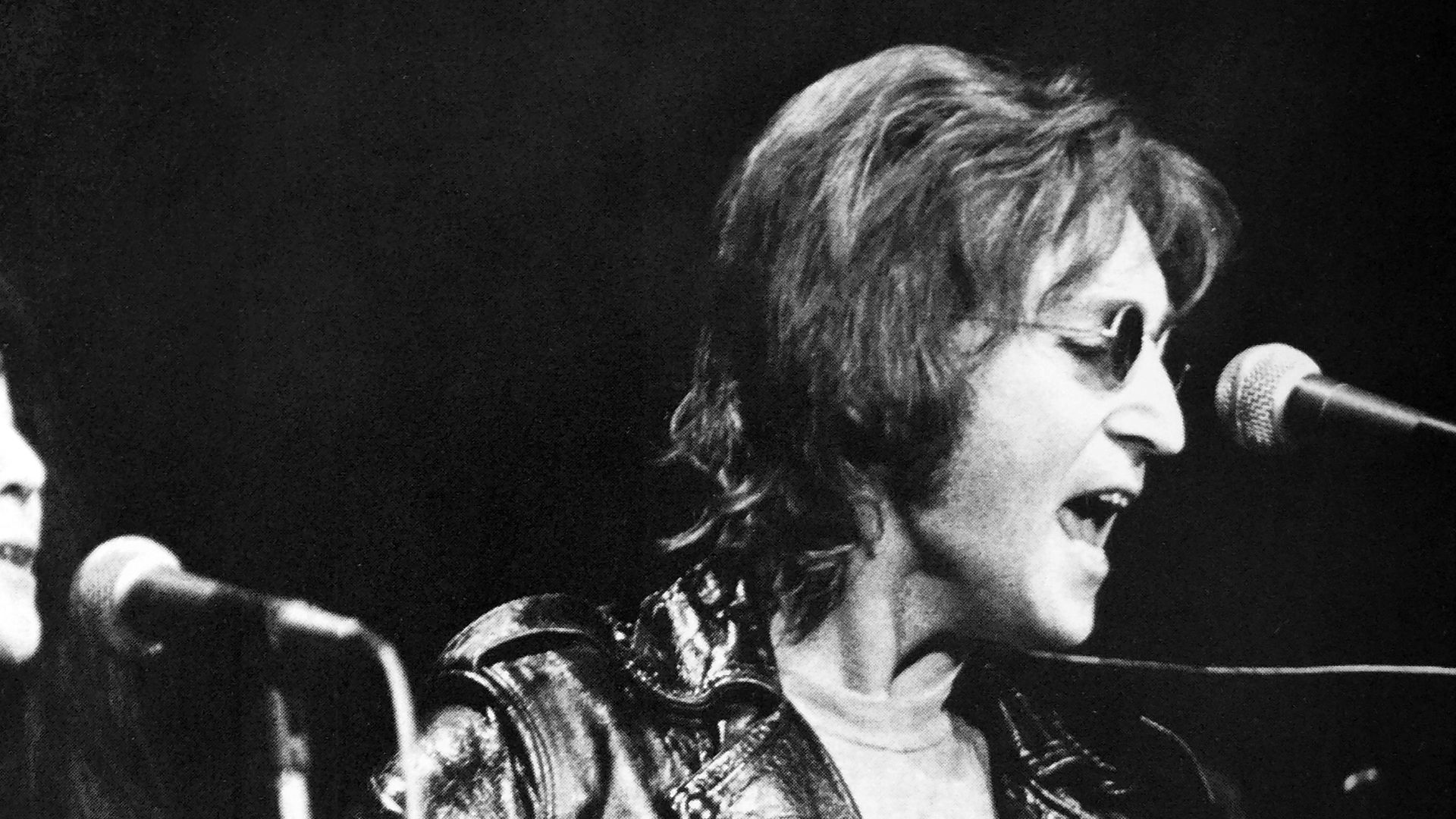 Yoko Ono and John Lennon at John Sinclair Freedom Rally at Crisler Arena in Ann Arbor, Michigan