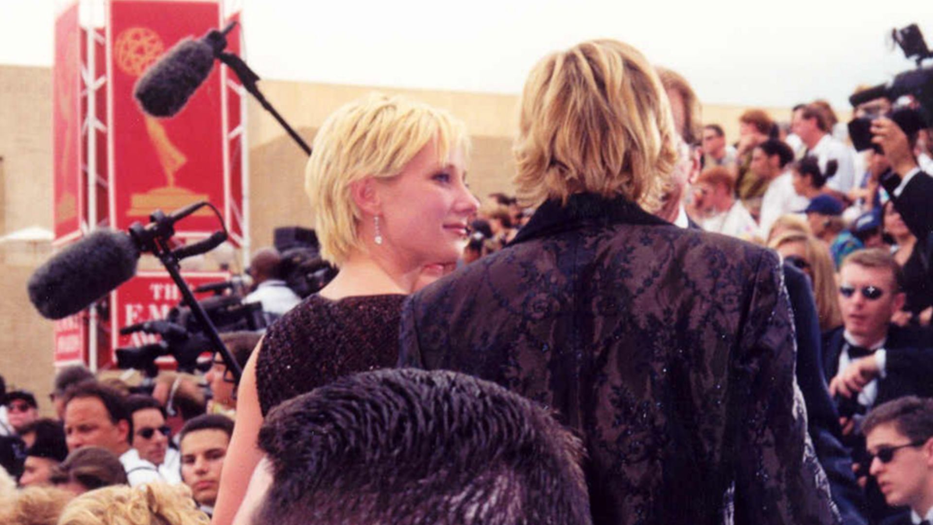 Anne Heche with Ellen DeGeneres on the red carpet at the 49th Annual Emmy Awards, 9/14/97 - Permission granted to copy, publish, broadcast or post but please credit