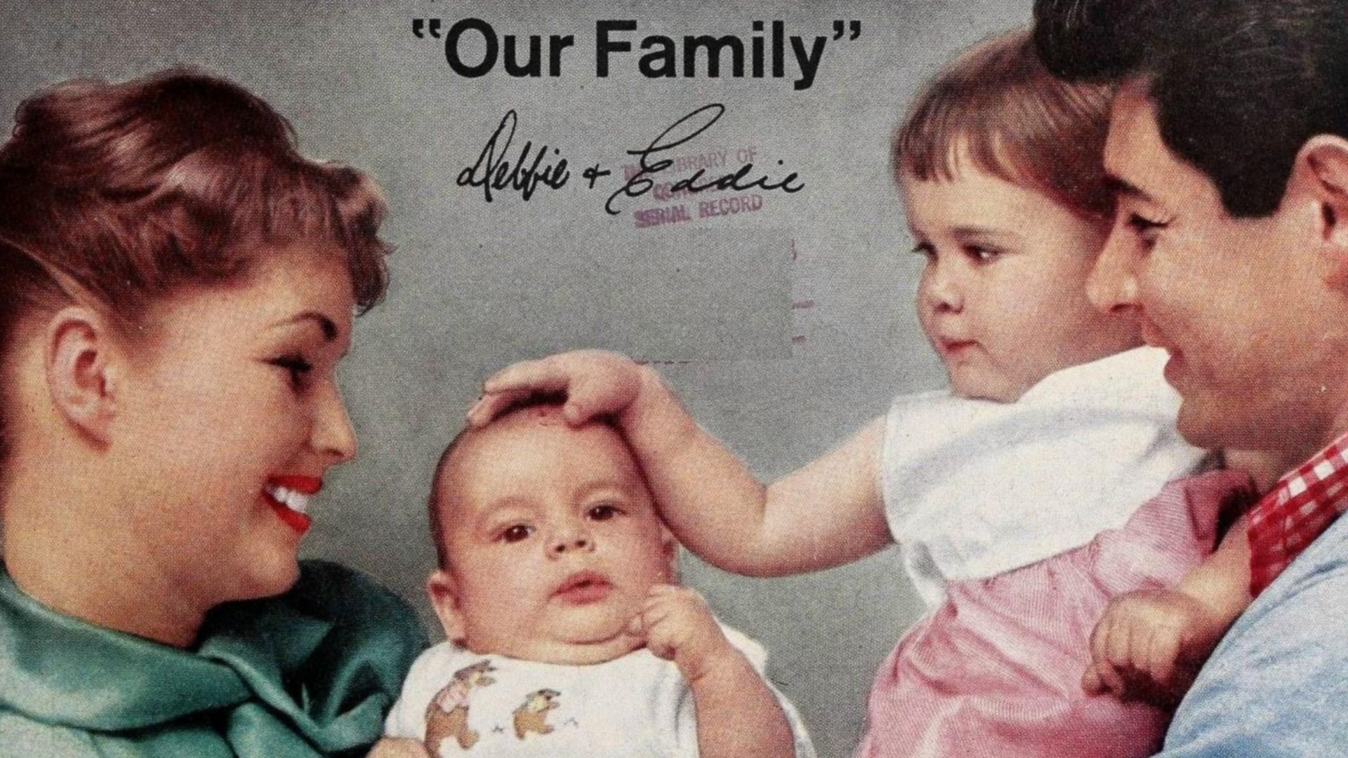 Debbie Reynolds, Todd Fisher, Carrie Fisher, and Eddie Fisher, 1958