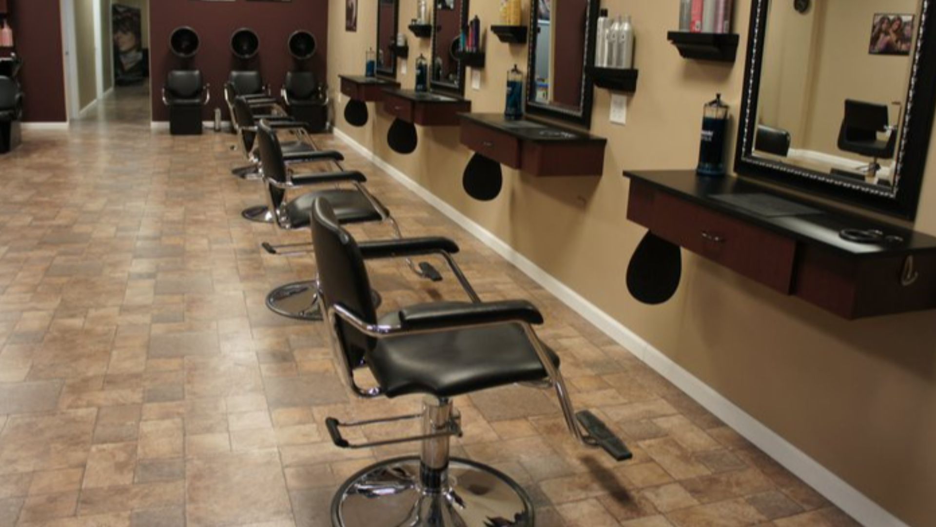 Hair salon styling floor. SAbeauti Ladies Salon, Dubai, United Arab Emirates.
