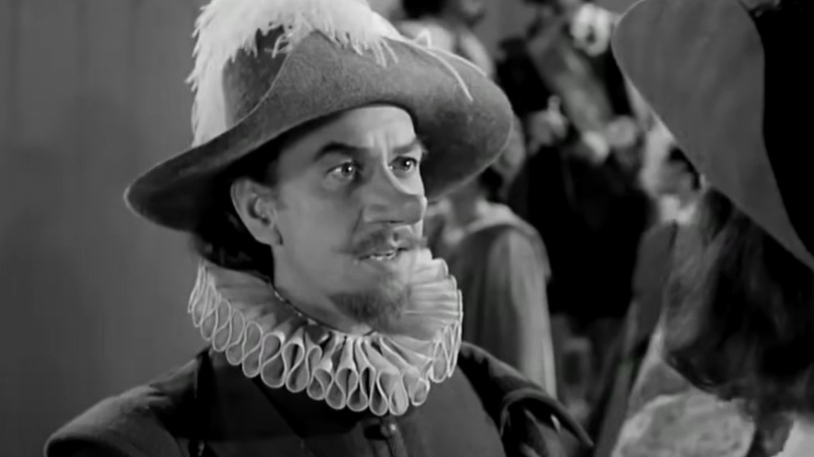 A visually captivating still taken from a pivotal moment in the film Cyrano de Bergerac (1950)