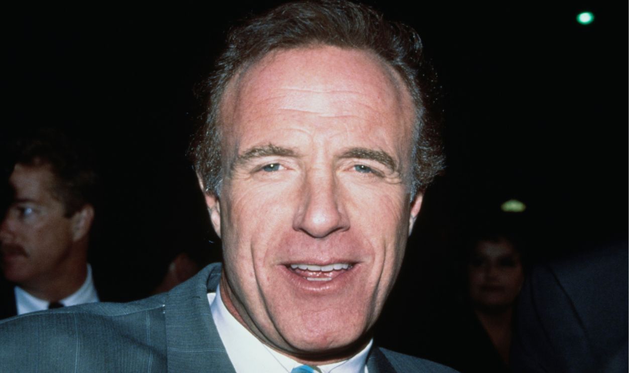 American actor James Caan, wearing a grey blazer over a white shirt with a multicoloured tie, attends the Beverly Hills premiere of 'For the Boys' at the Academy Theatre in Beverly Hills, California, 14th November 1991.