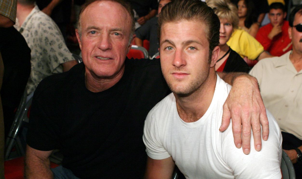 James Caan and Scott Caan during Fernando Vargas vs Fitz Vanderpool Ringside at The Grand Olympic Auditorium in Los Angeles, California, United States
