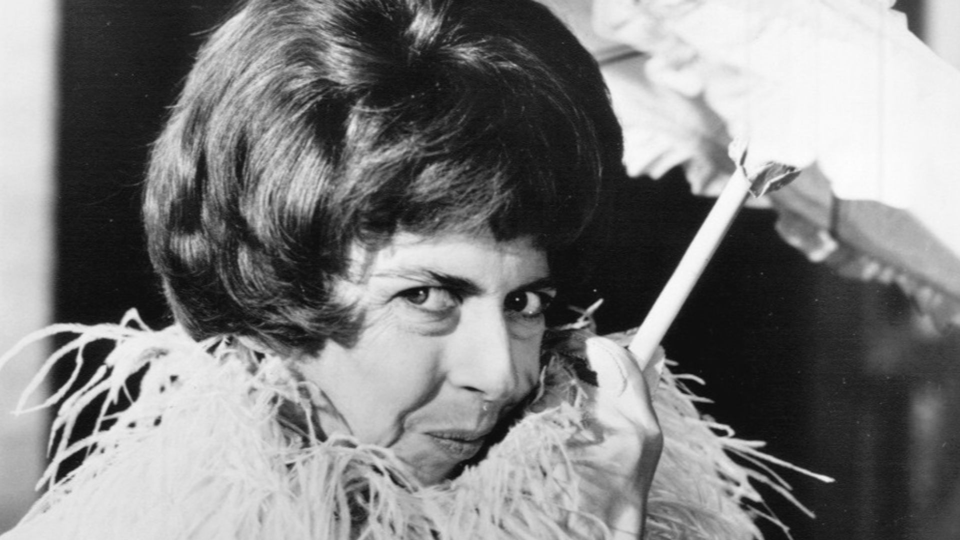 Photo of Alice Pearce as Gladys Kravitz, the nosy neighbor from the television series Bewitched.  Pearce played the role from the beginning of the series in 1964 until her death in 1966.
