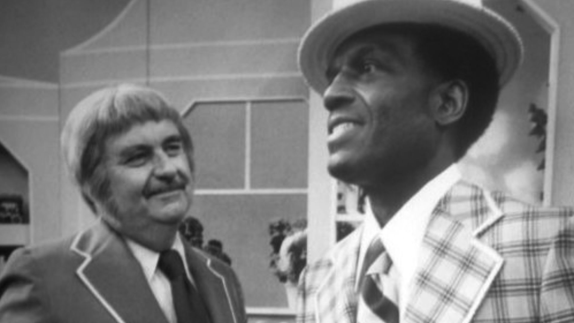 Publicity photo of Bob Keeshan and comedian Nipsey Russell in the Treasure House on the television program Captain Kangaroo.