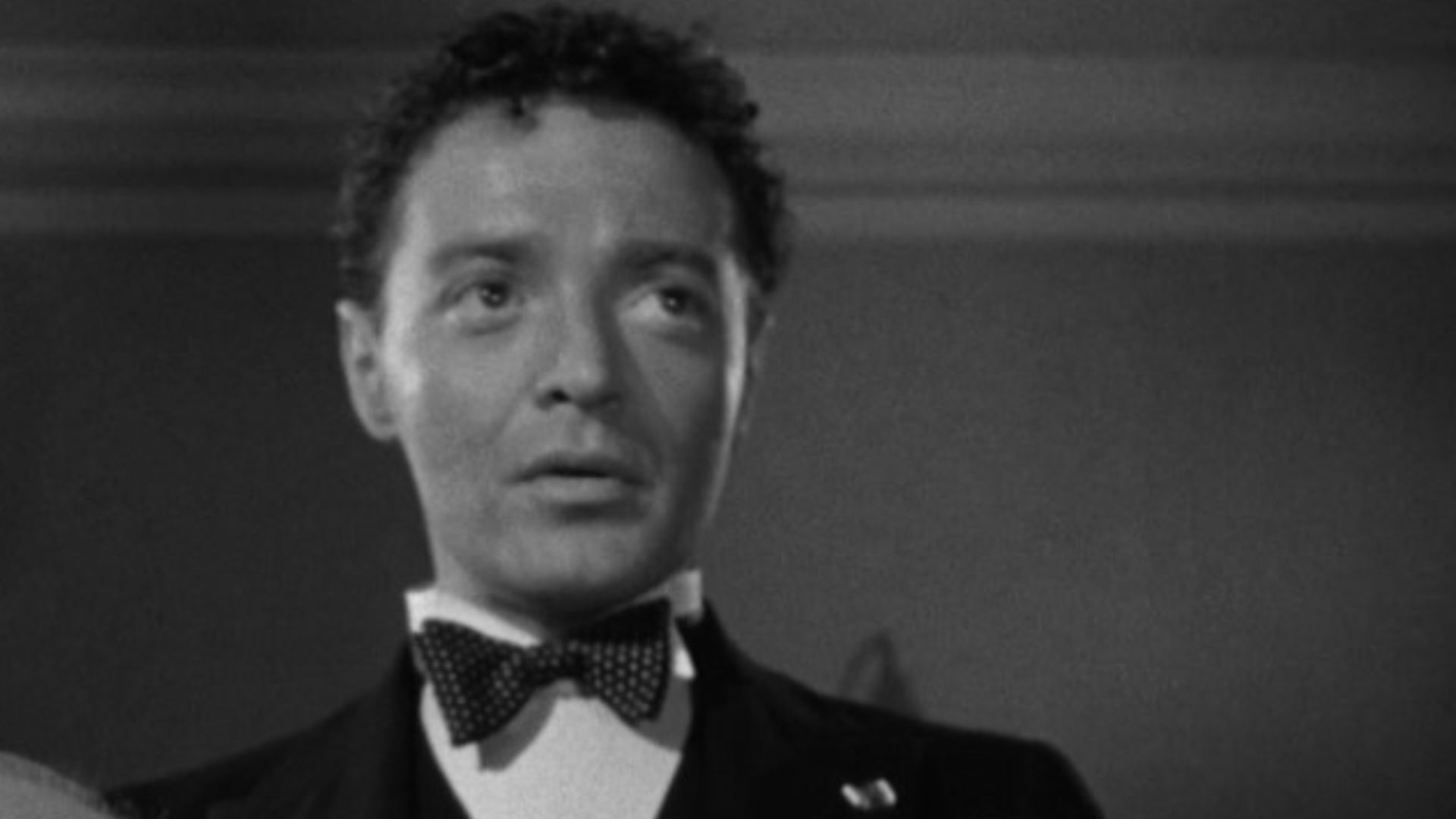 Frame from the 1941 public domain trailer for the Warner Bros. film The Maltese Falcon showing Sydney Greenstreet as Kasper Gutman and Peter Lorre as Joel Cairo.
