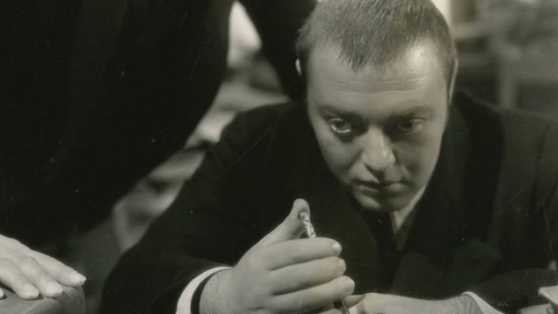 Crime and Punishment (1935). Josef von Sternberg, director. Left to right: Edward Arnold, Peter Lorre. Columbia Pictures