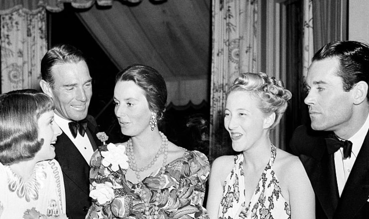LOS ANGELES,CA - CIRCA 1940: Actor Randolph Scott Henry Fonda and his wife Frances Ford Seymour attend an event in Los Angeles, California. 