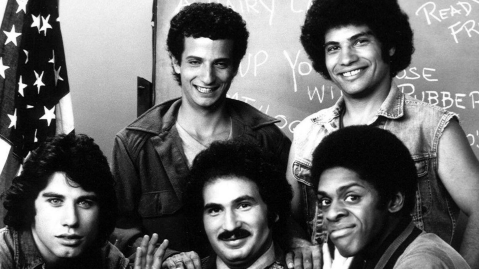 Main cast photo from the television program Welcome Back, Kotter.