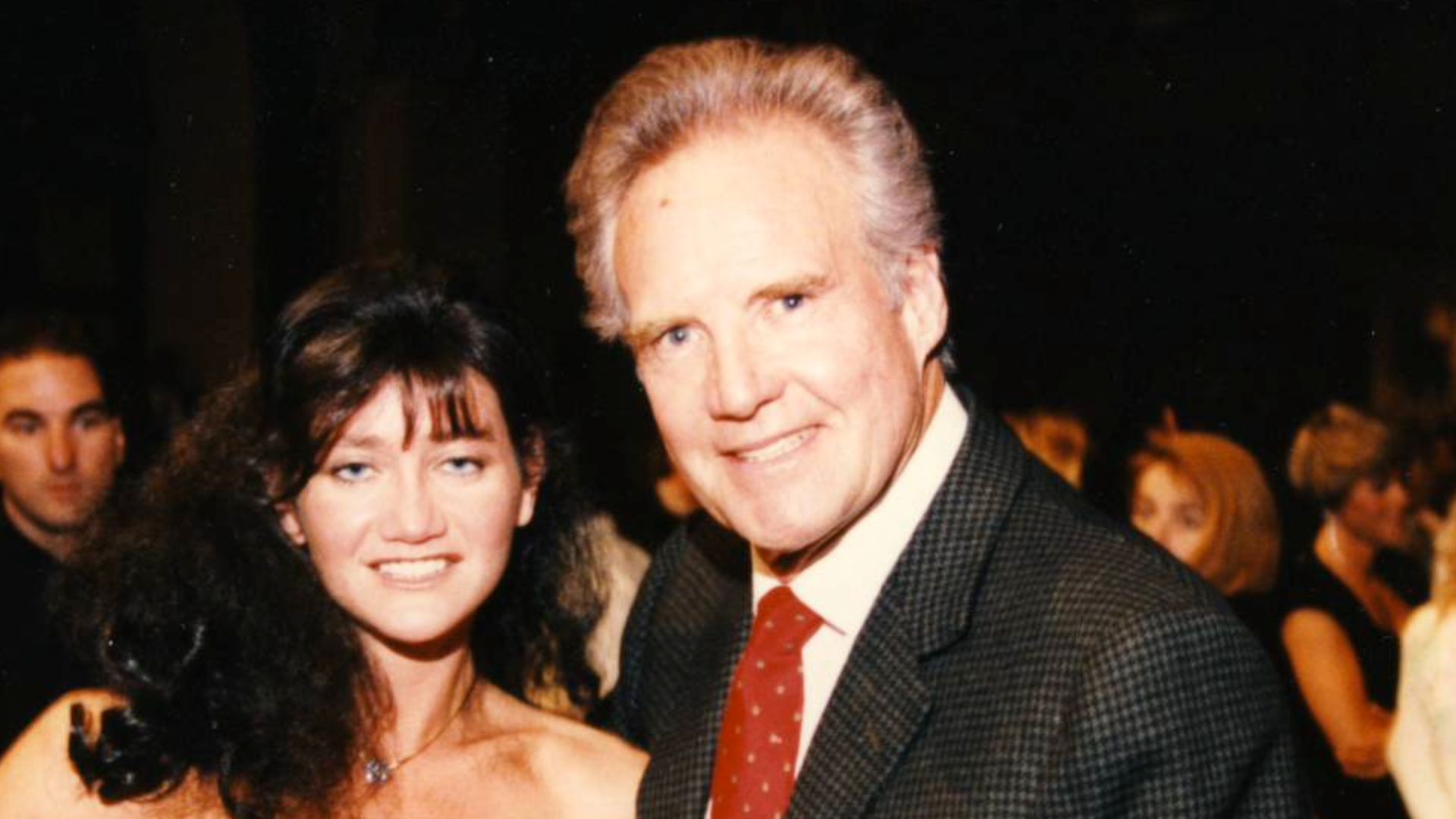 Steve Reeves at the 1990 Ms. Olympia with bodybuilder Melissa Palmer