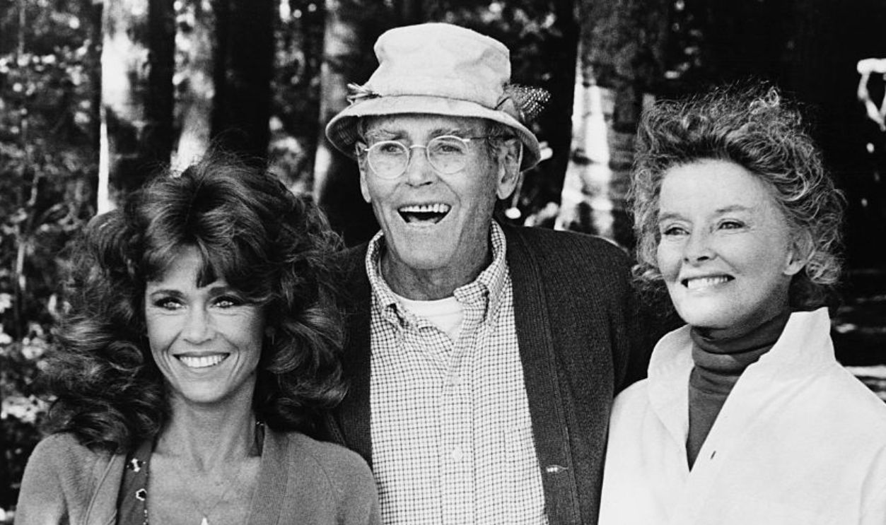Jane Fonda as Chelsea Thayer Wayne, Henry Fonda as Norman Thayer, Katharine Hepburn as Ethel Thayer 1981 On Golden Pond