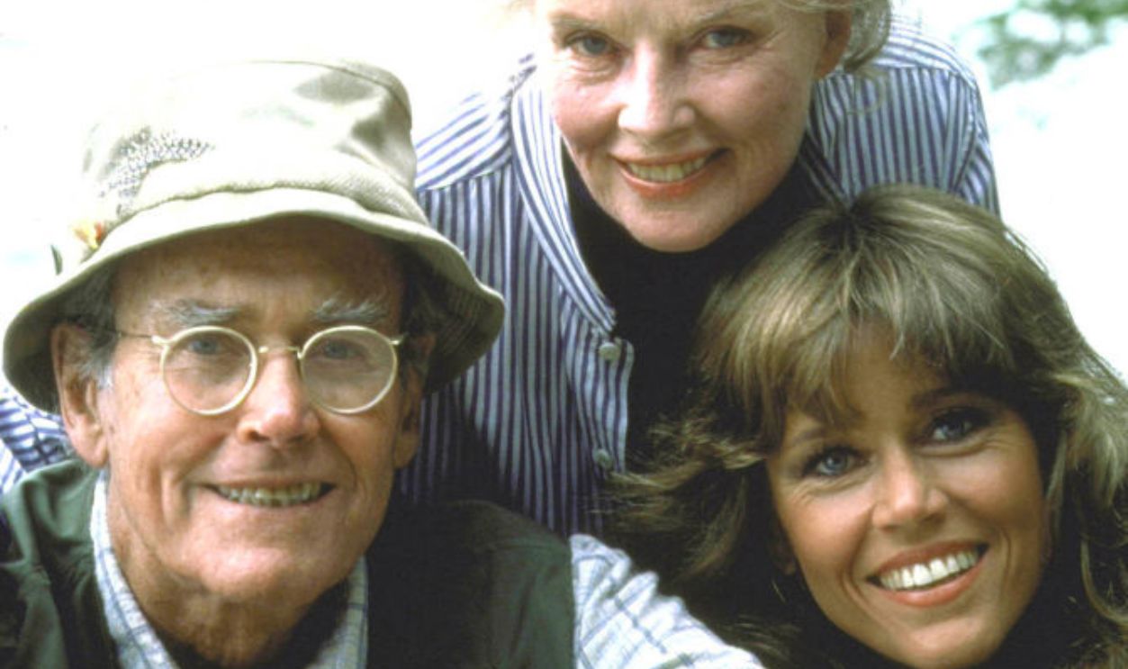 Actors (L-R) Henry Fonda, Katharine Hepburn and Jane Fonda in scene from movie On Golden Pond.