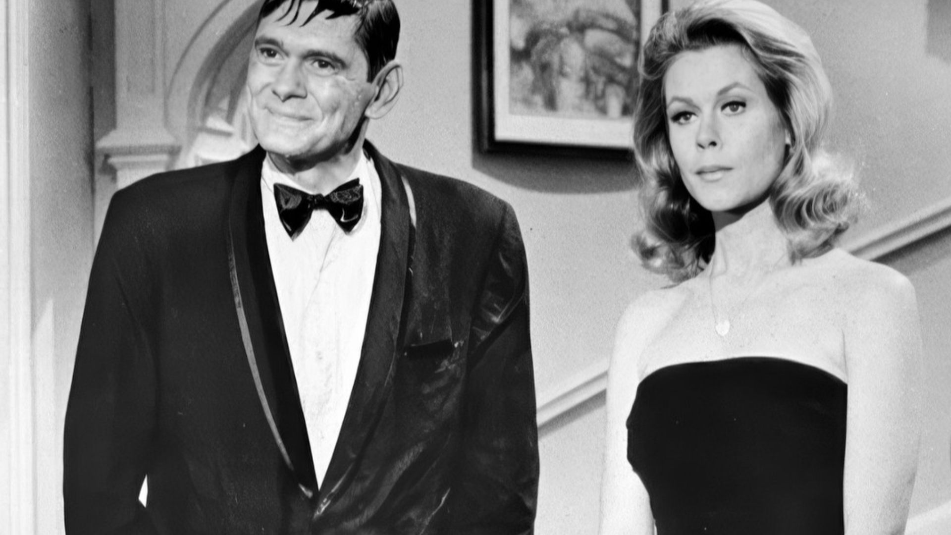 Publicity photo from Bewitched. Pictured are Darren (Dick York) and Samantha (Elizabeth Montgomery) Stephens.