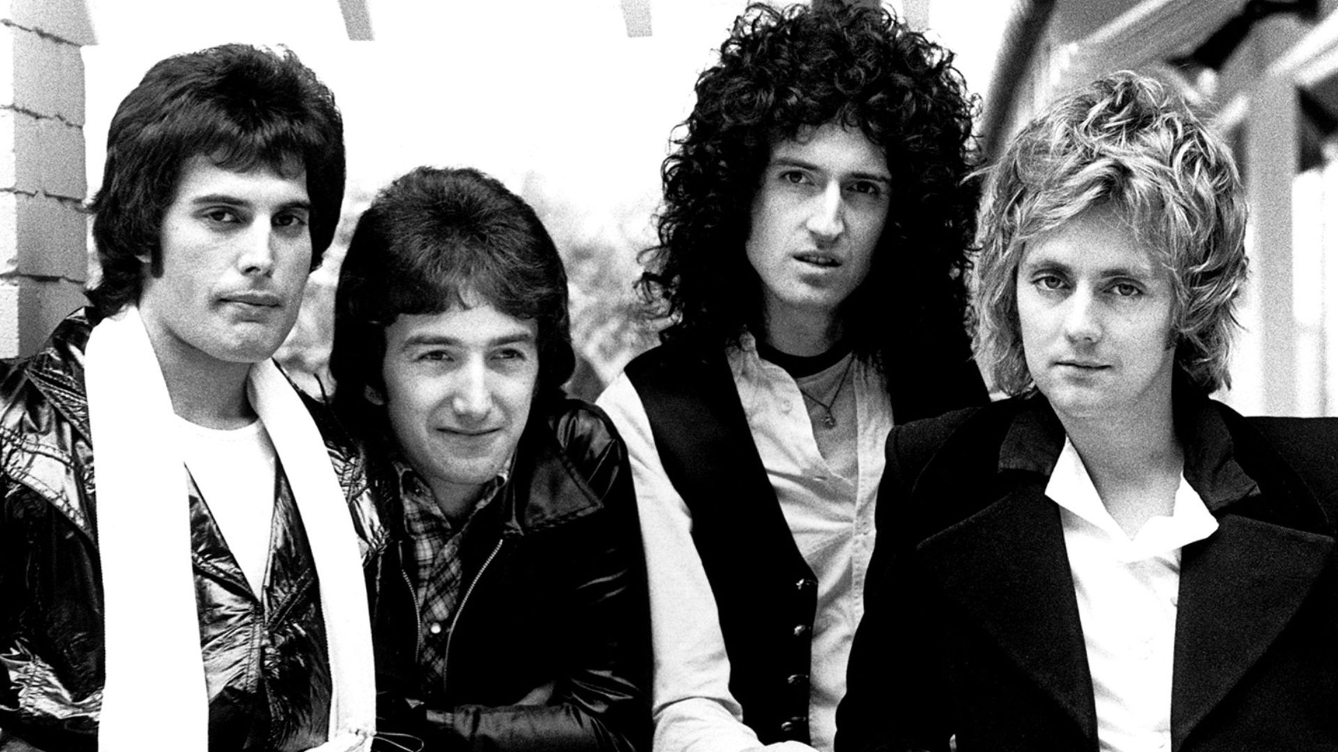 Musical band Queen, circa 1977. From left to right; Freddie Mercury, John Deacon, Brian May, and Roger Taylor.