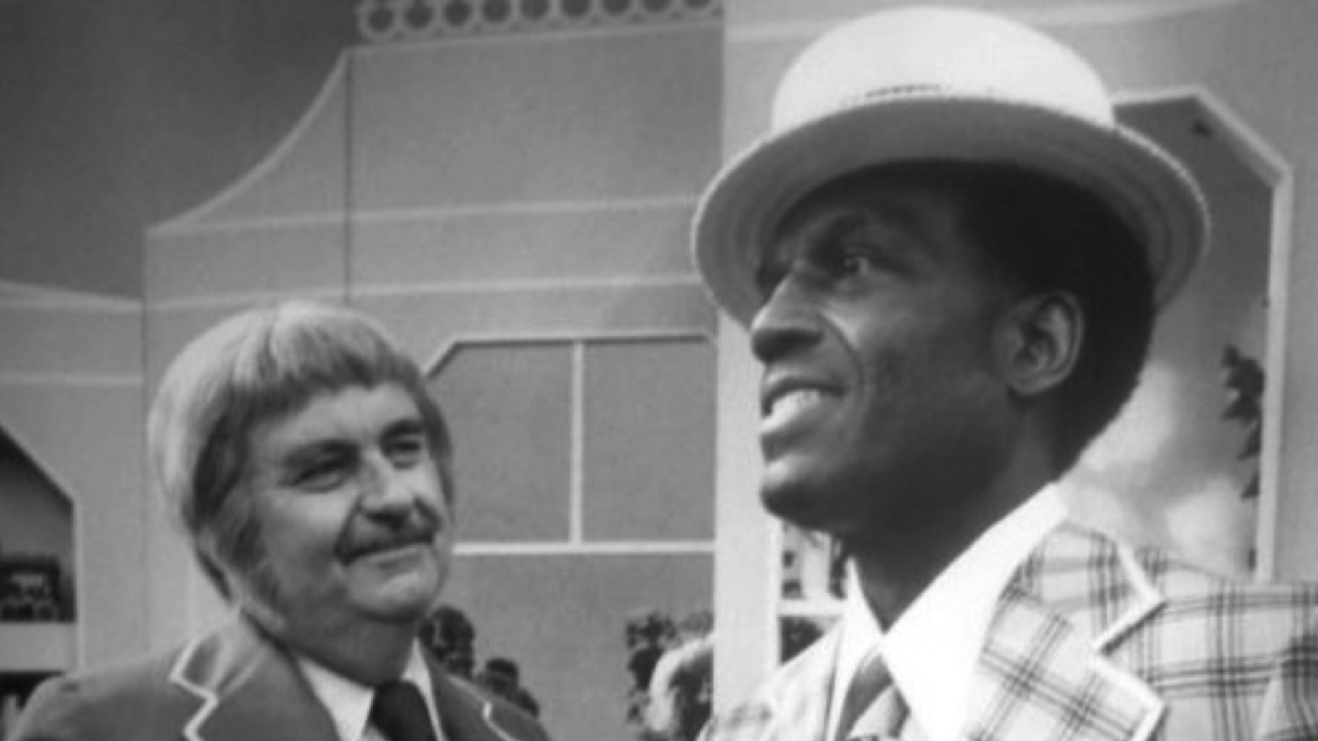Publicity photo of Bob Keeshan and comedian Nipsey Russell in the Treasure House on the television program Captain Kangaroo.
