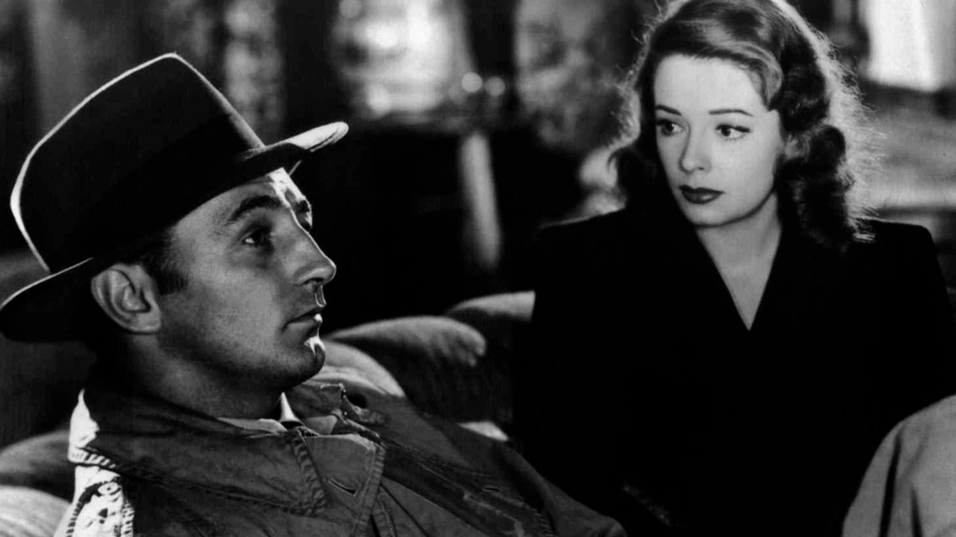Low-resolution reproduction of publicity photograph for the film en:Out of the Past (1947), featuring stars en:Robert Mitchum and en:Jane Greer
Public domain explanation

The image was distributed as a promotional photograph in the U.S. in 1946 for use by