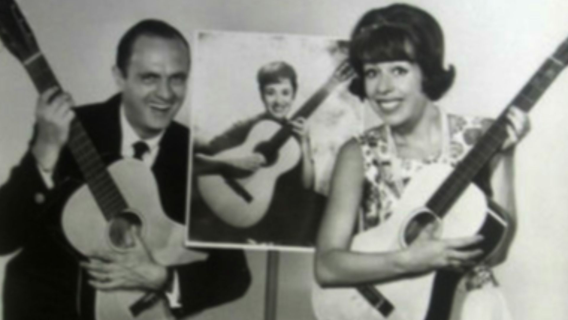 Publicity photo of Bob Newhart, Caterina Valente and Carol Burnett from the television program The Entertainers.