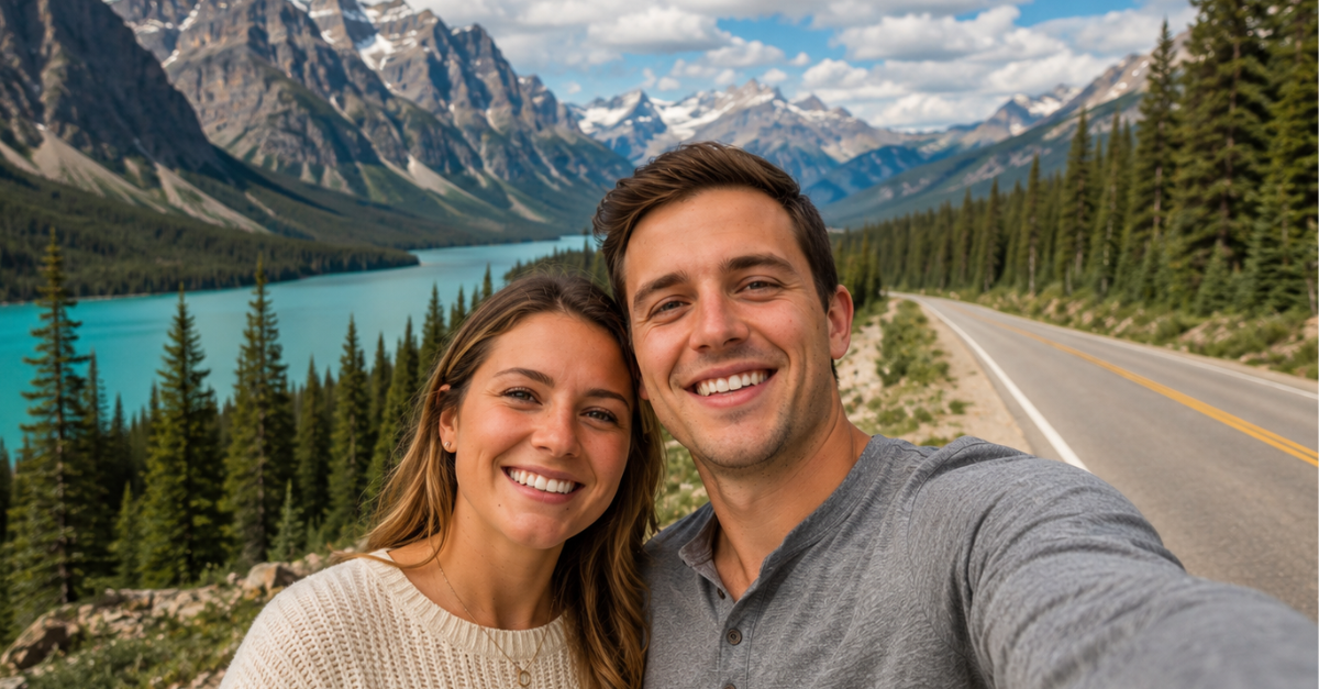 Mountain Selfie with Scenic Road