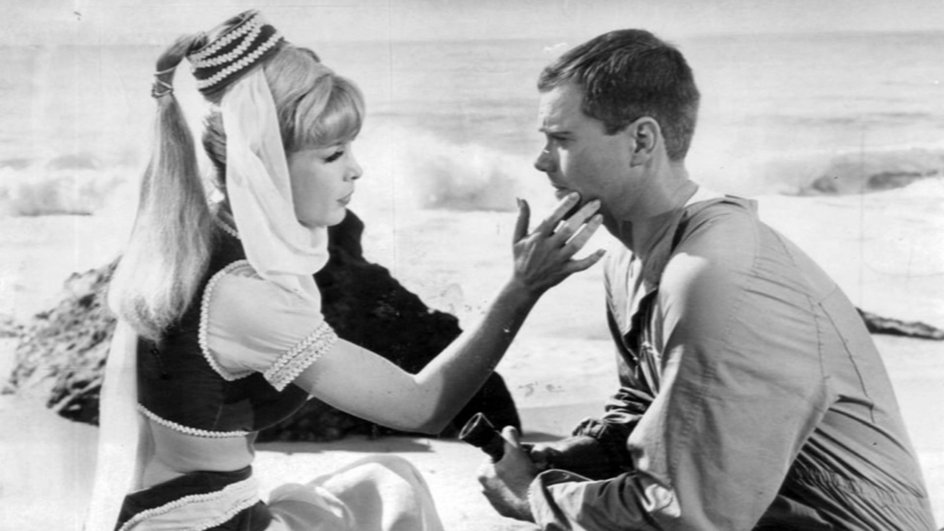 Publicity photo of Larry Hagman and Barbara Eden  from I Dream of Jeannie.