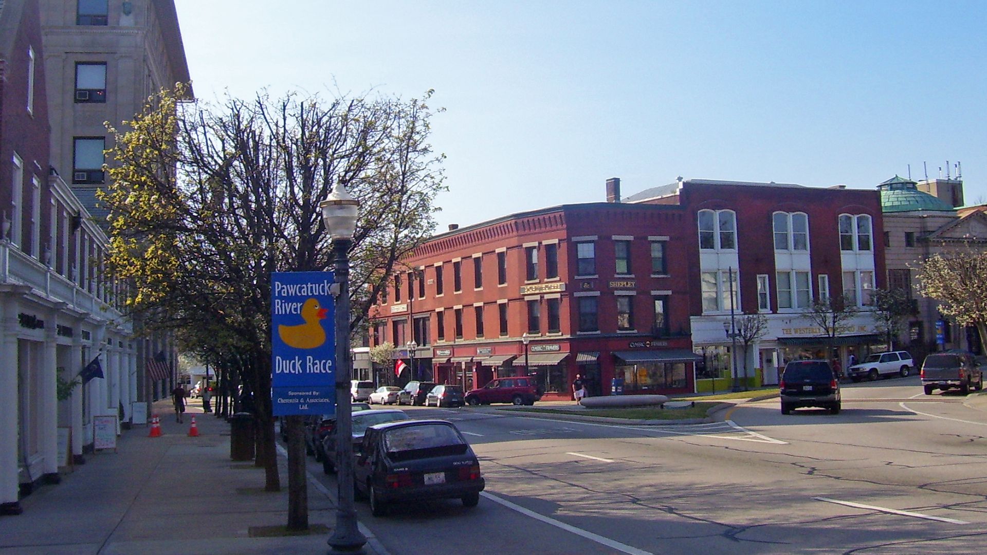 View along Broad Street (US 1) in Westerly, RI, USA, part of the Westerly Downtown Historic District