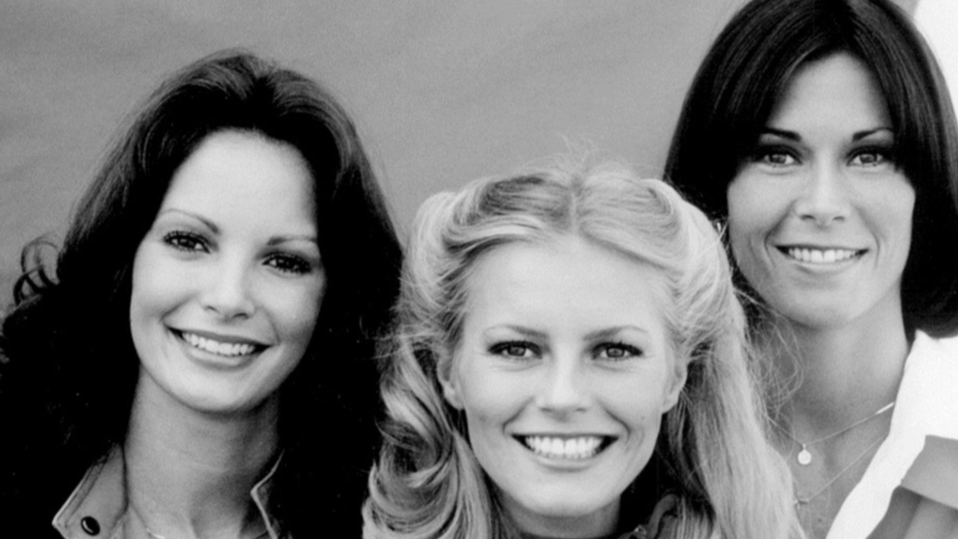 Publicity photo from  Charlie's Angels, 1977. Pictured are Jaclyn Smith, Cheryl Ladd, and Kate Jackson.  Ladd replaced Farrah Fawcett-Majors.