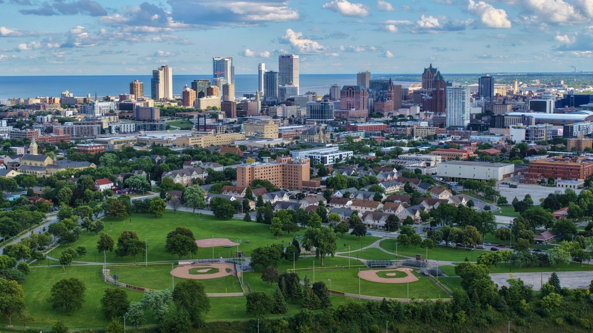 Milwaukee Skyline Looking Southeast Towards Lake Michigan From Northwest by Isaac Rowlett