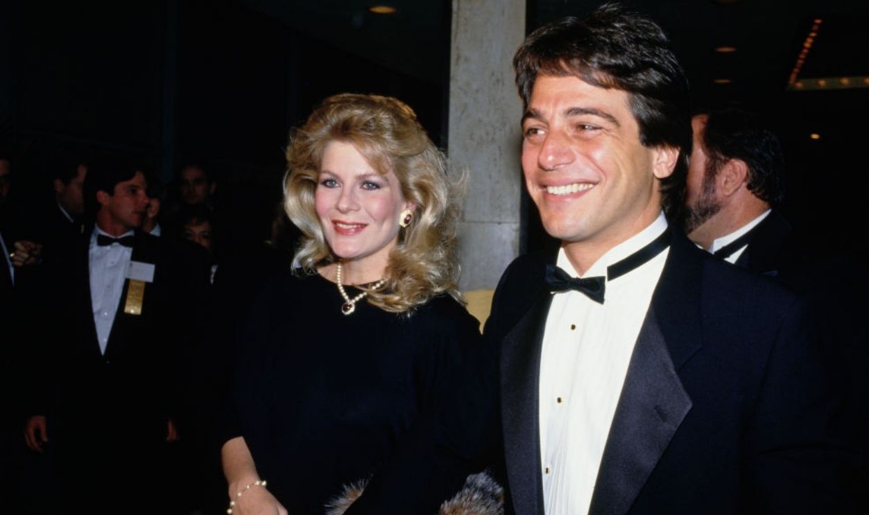 Tony Danza & Tracy Danza American actor Tony Danza, wearing a tuxedo and bow tie, and his wife, Tracy, who wears a black outfit with a pearl necklace and a heart-shaped pendant, United States, circa 1995. (Photo by Vinnie Zuffante/Getty Images)