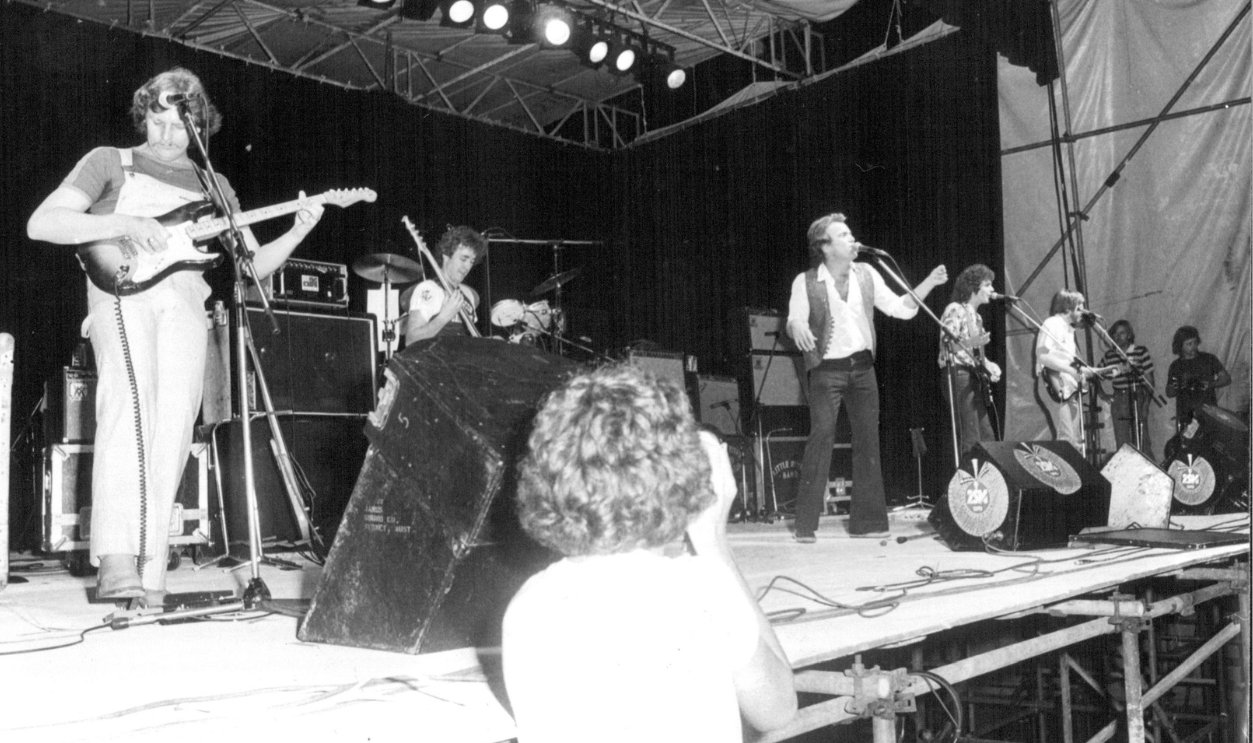  Young fans crowd around the stage at the Opera House as top group Little River Band, Perform.