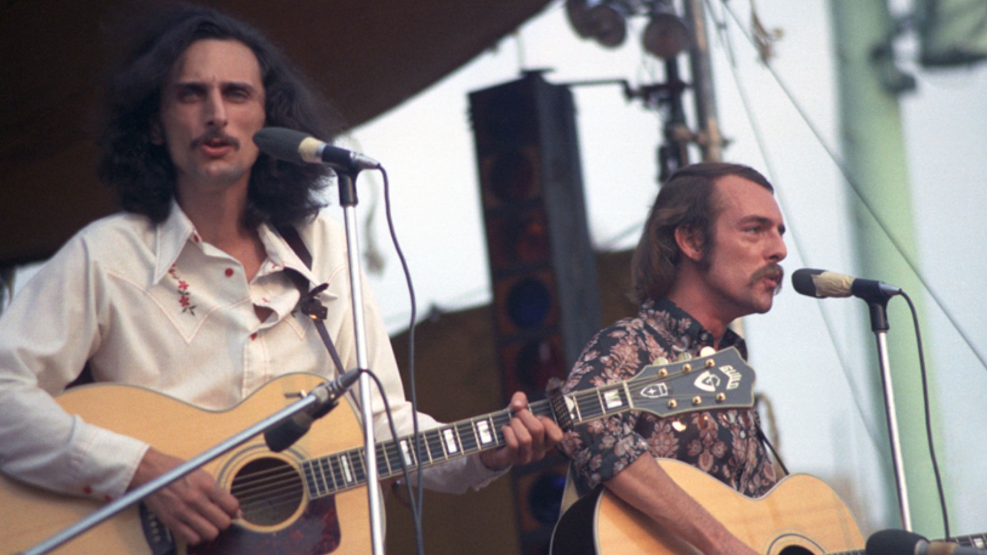 Cambridge, Massachusetts, 1971. Cambridge Common, folk rock band Brewer and Shipley in concert.