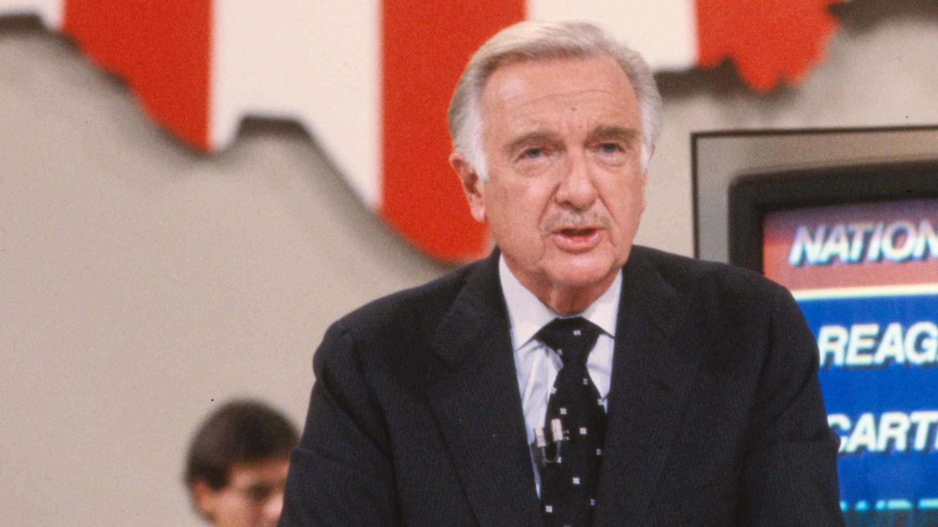 Title: Walter Cronkite, CBS 1980 election
Creator(s): Gotfryd, Bernard, photographer
Date Created/Published: 1980.
Medium: 1 photograph : color transparency ; 35mm (slide format)
Reproduction Number: LC-DIG-gtfy-07356 (digital file from original)
Rights A