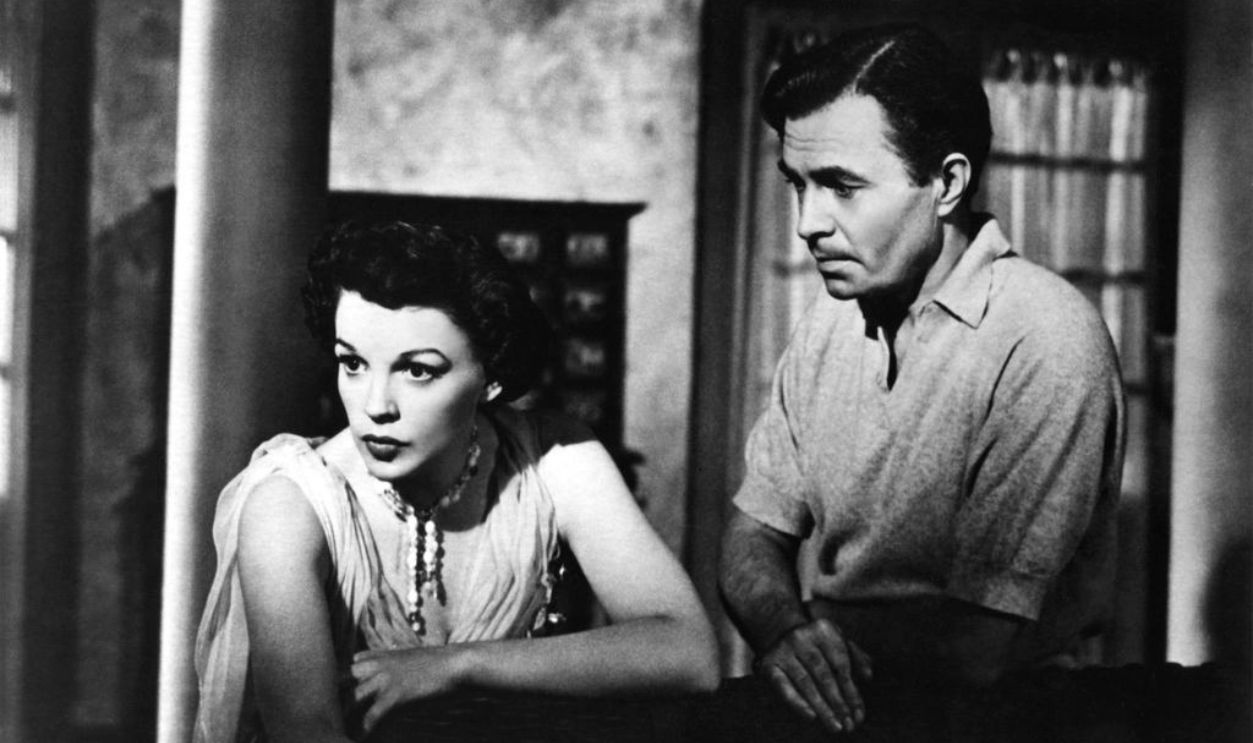 Actress Judy Garland and James Mason in a scene from the movie 